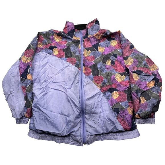 Runabout Jackets & Blazers - Vintage 90s Runabout Floral Purple Windbreaker Jacket Womens Medium Cotton Lined